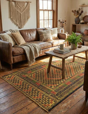 3' 5 x 5' 9 Hand Woven Kilim Afghan Wool Rug