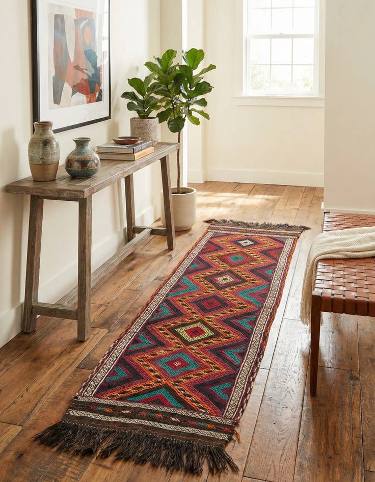 Detail image of 2' x 8'  Hand Knotted Kilim Fars Persian Wool Runner Rug