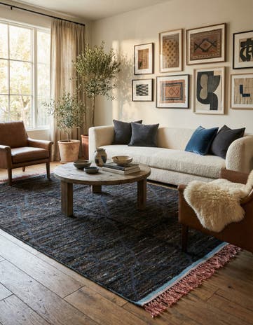 6' x 9' 5 Hand Knotted Moroccan Wool Rug
