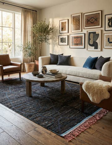 6' x 9' 5 Hand Knotted Moroccan Wool Rug