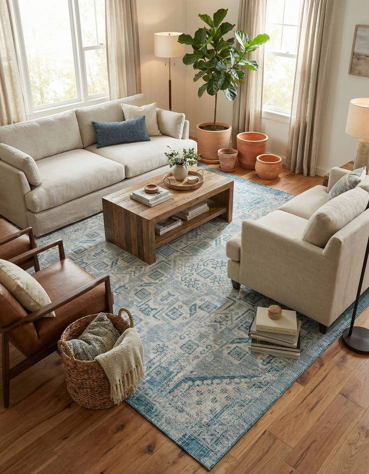 Detail image of 10' x 14'  Washable Aztec Indoor / Outdoor Rug