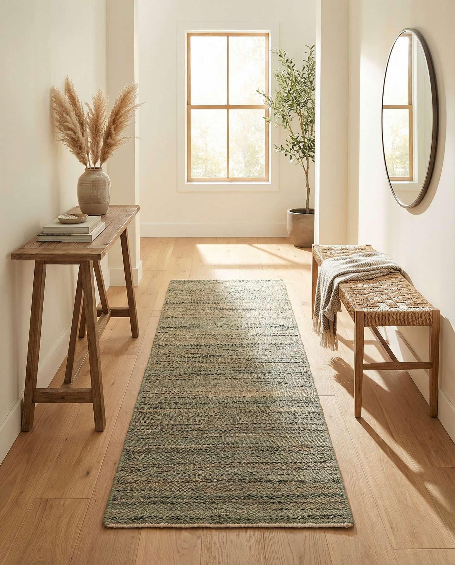 60cm x 185cm Hand Woven Palm Beach Jute Runner Rug