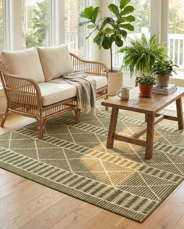 Detail image of 4' x 6' Easy-Clean Trellis Indoor / Outdoor Rug