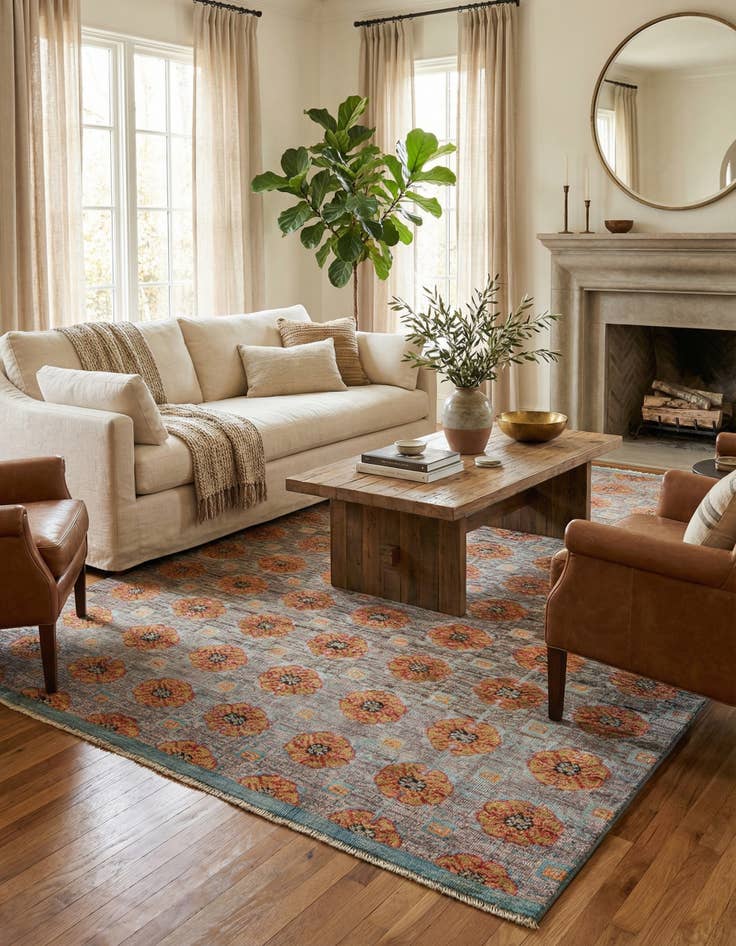 Detail image of 6' 6 x 10' 6  Hand Knotted Darya Wool Rug