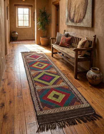 1' 11 x 7' 8 Hand Woven Kilim Fars Wool Runner Rug