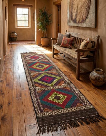 1' 11 x 7' 8 Hand Woven Kilim Fars Wool Runner Rug