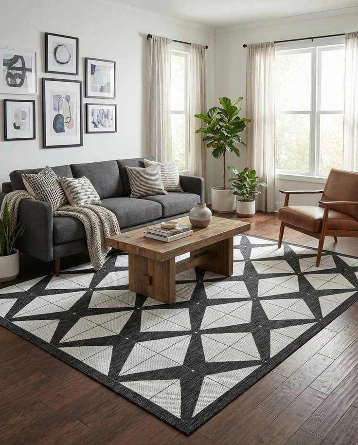 Detail image of 7' x 10' Easy-Clean Modern Indoor / Outdoor Rug