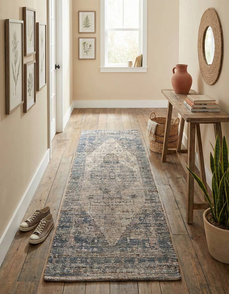 Detail image of  2' 2 x 8'  Hand Woven Chenille Jute Runner Rug