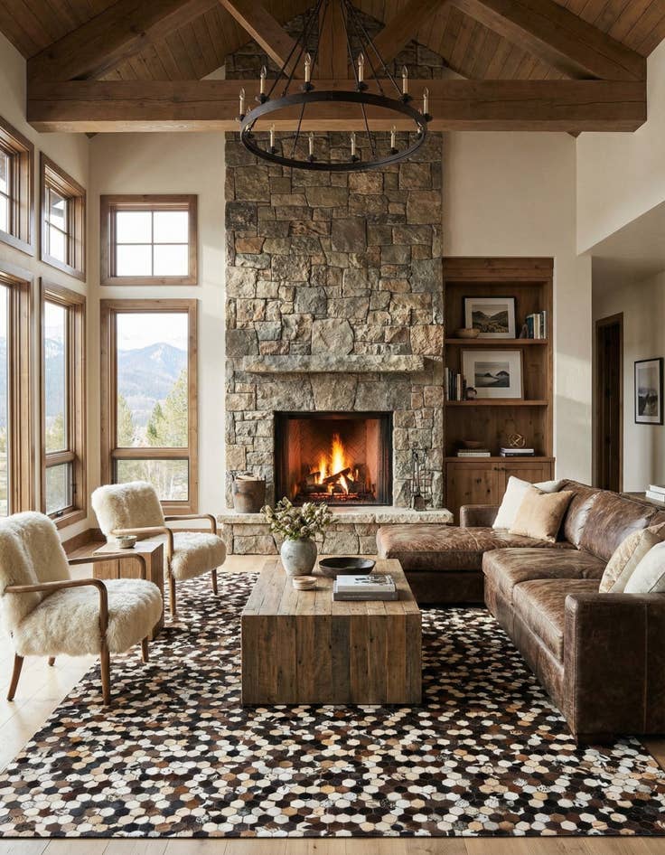 Detail image of 8' x 9' 10 Cowhide Leather Rug