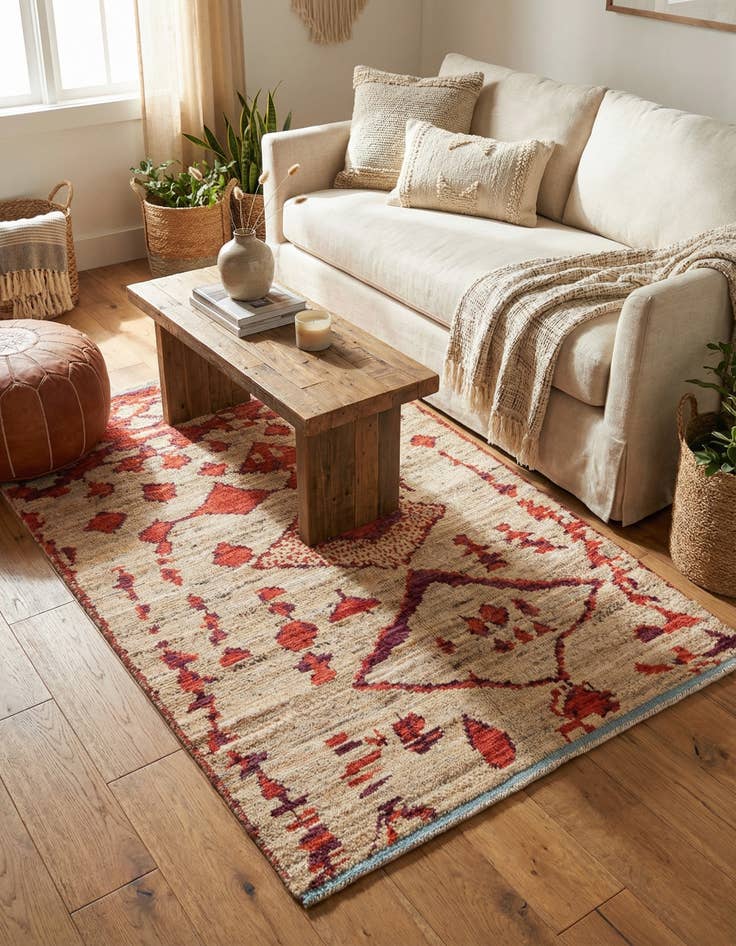 Detail image of 4' 10 x 7' 1  Hand Knotted Moroccan Wool Rug