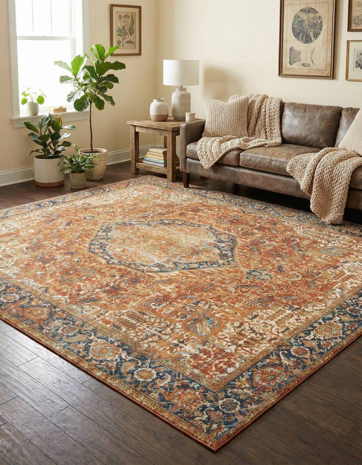 Detail image of  10' x 12'  Washable Traditional Indoor / Outdoor Rug