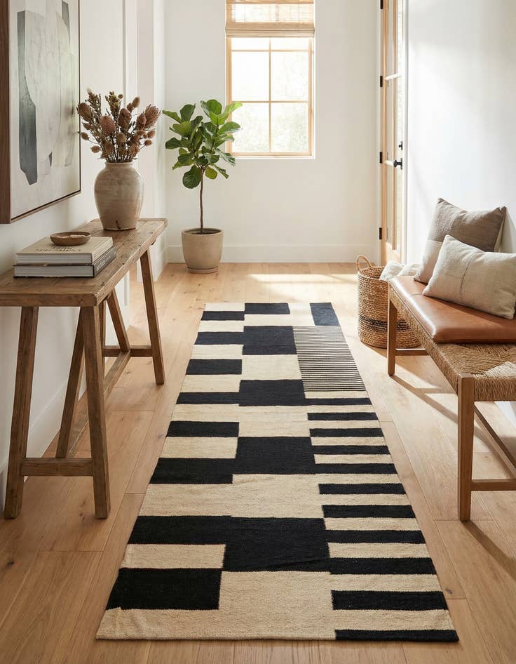 Detail image of 2' 8 x 9' 3  Hand Woven Kilim Modern Wool Runner Rug