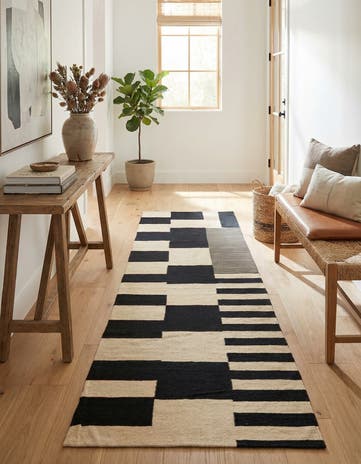 2' 8 x 9' 3 Hand Woven Kilim Modern Wool Runner Rug