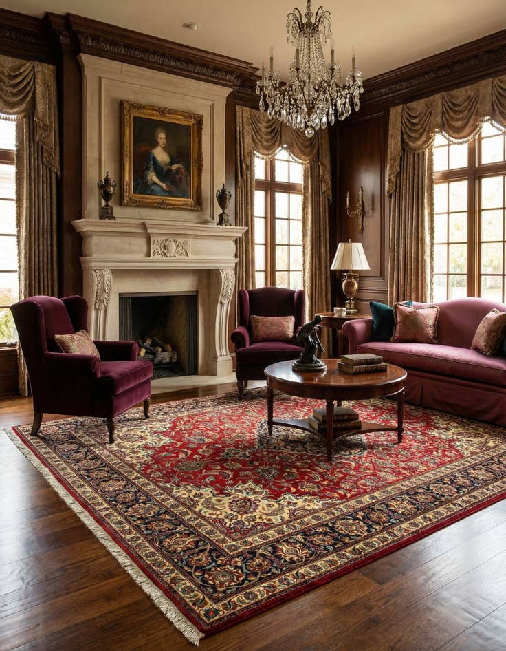 Detail image of 6' 8 x 10'  Hand Knotted Qom Persian Rug