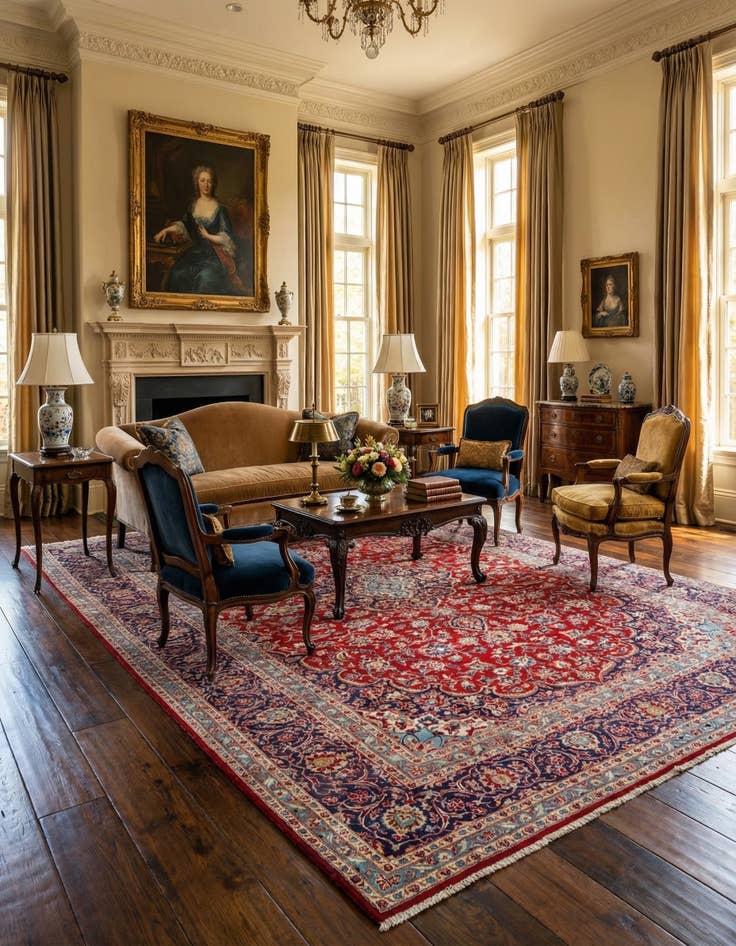 Detail image of 9' 10 x 12' 10  Hand Knotted Kashan Persian Wool Rug