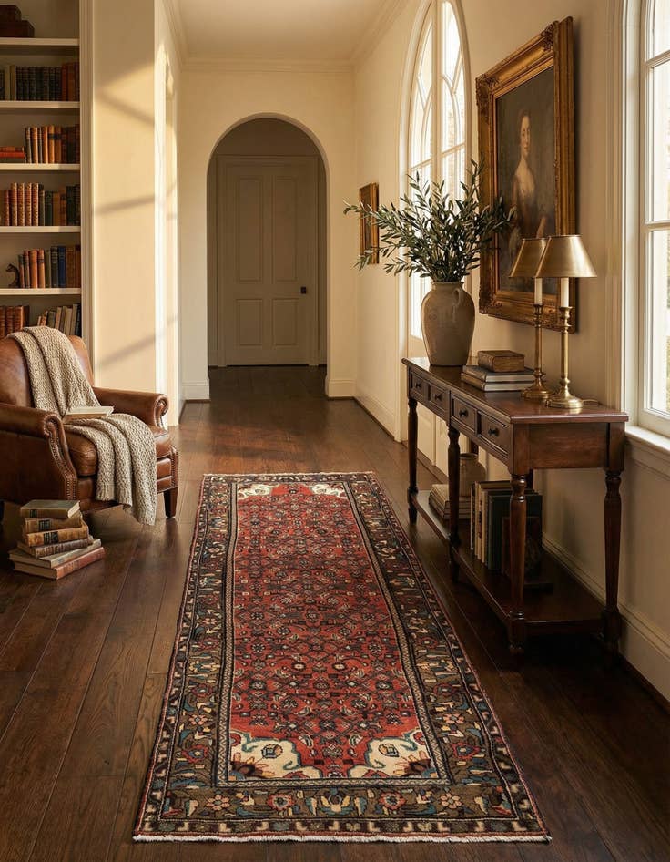 Detail image of 3' 11 x 10' 9 Hamedan Wool Runner Rug