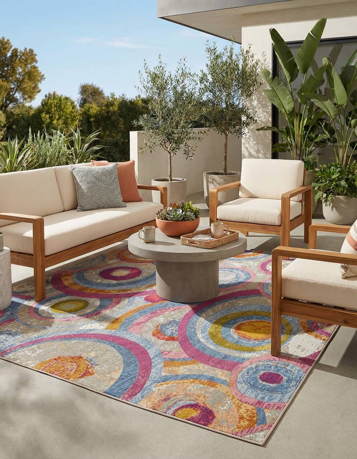 Detail image of 5' x 8'  Washable Modern Indoor / Outdoor Rug