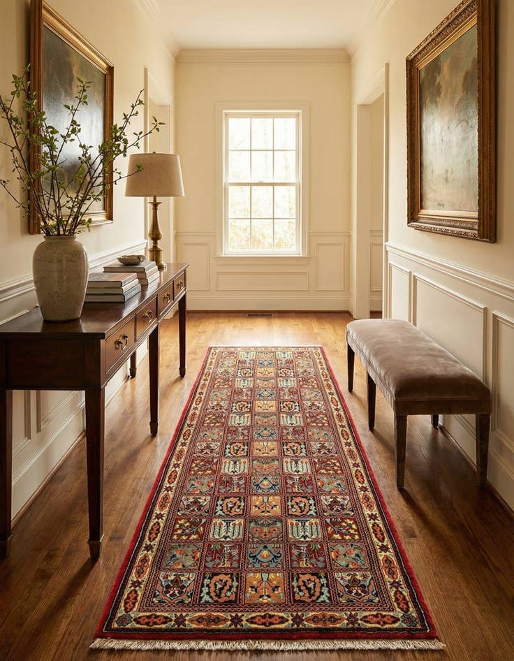 Detail image of  2' 6 x 6' 8  Hand Knotted Qom Persian Runner Rug