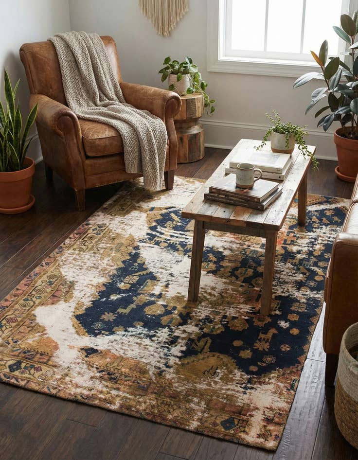 Detail image of 3' 9 x 6'  Hand Knotted Ultra Vintage Persian Wool Rug