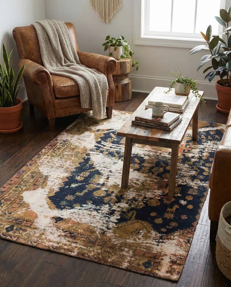 Detail image of 3' 9 x 6' Hand Knotted Ultra Vintage Persian Wool Rug