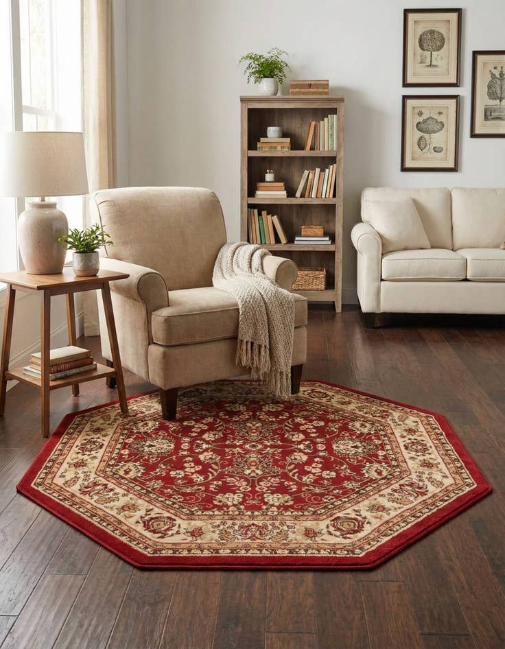 Detail image of 5' 3 x 5' 3 Kashan Design Octagon Rug