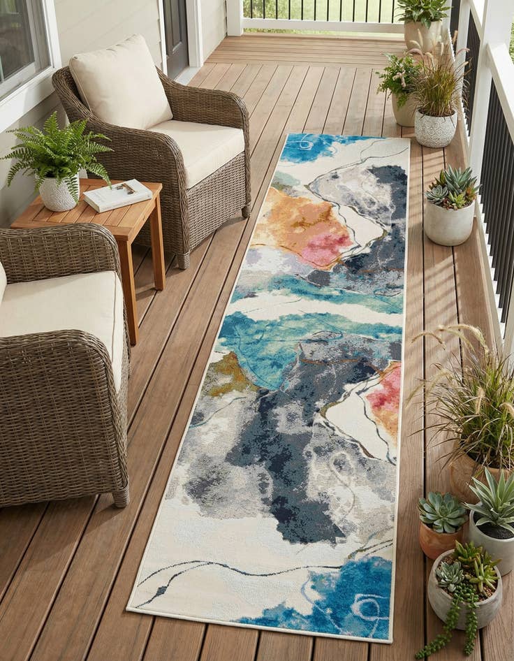 Detail image of 2' 7 x 12' Easy-Clean Modern Indoor / Outdoor Runner Rug