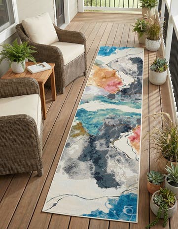 2' 7 x 12' Easy-Clean Modern Indoor / Outdoor Runner Rug