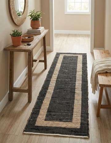 2' 7 x 10' Hand Woven Chindi Jute Runner Rug
