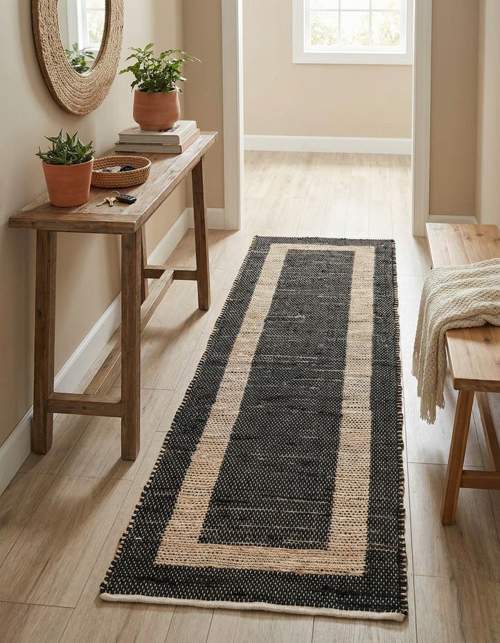 2' 7 x 10' Hand Woven Chindi Jute Runner Rug