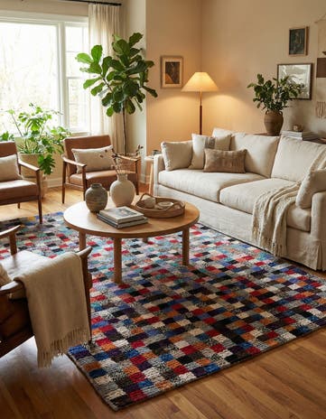 6' 7 x 9' 9 Hand Knotted Moroccan Wool Rug