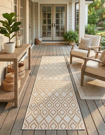 Beige Easy-Clean Jill Zarin Turks and Caicos Indoor / Outdoor Runner Rug