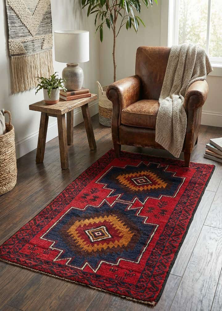 2' 10 x 4' 10 Hand Knotted Balouch Persian Wool Rug