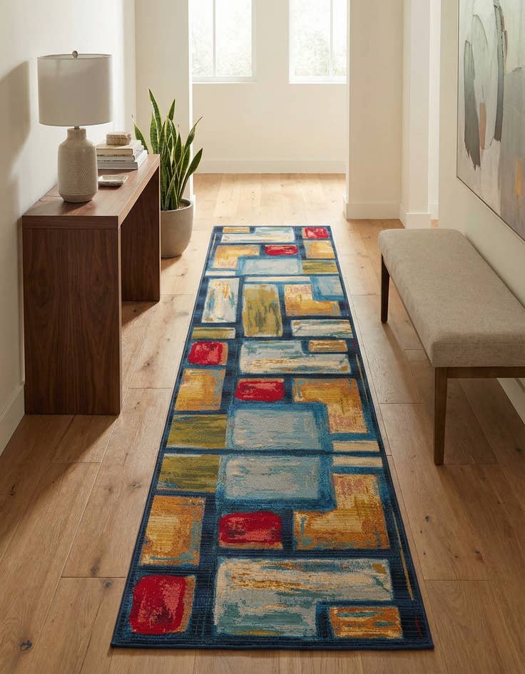 Detail image of 2' 7 x 12' Easy-Clean Modern Indoor / Outdoor Runner Rug