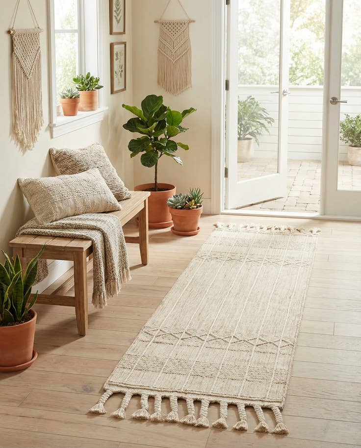 Detail image of 2' 2 x 6' 7 Easy-Clean Eco Bohemian Indoor / Outdoor Runner Rug