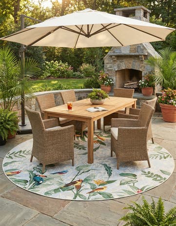 12' x 12' Easy-Clean Botanical Indoor / Outdoor Round Rug