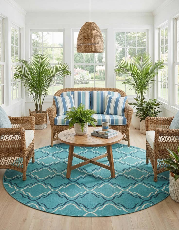 Detail image of  7' 10 x 10'  Washable Lattice Indoor / Outdoor Oval Rug