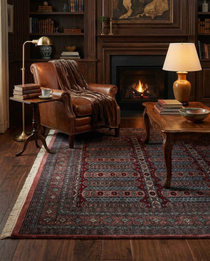 Detail image of 4' 1 x 6' 4 Hand Knotted Bokhara Oriental Wool Rug