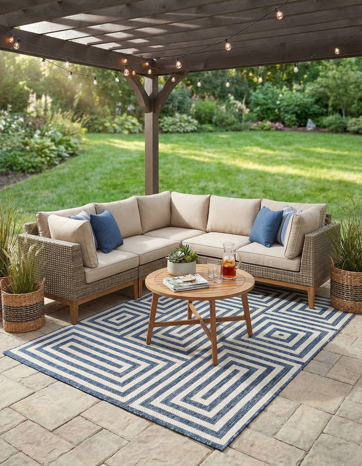 Detail image of 5' 3 x 7'  Washable Modern Indoor / Outdoor Rug