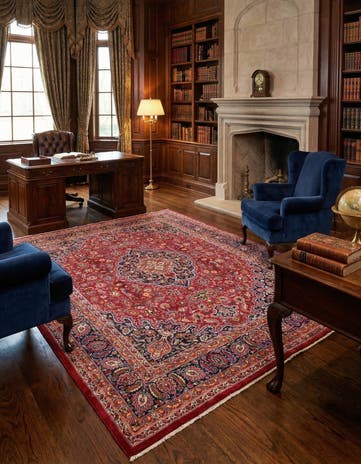 9' 10 x 12' 9 Hand Knotted Mashad Persian Wool Rug