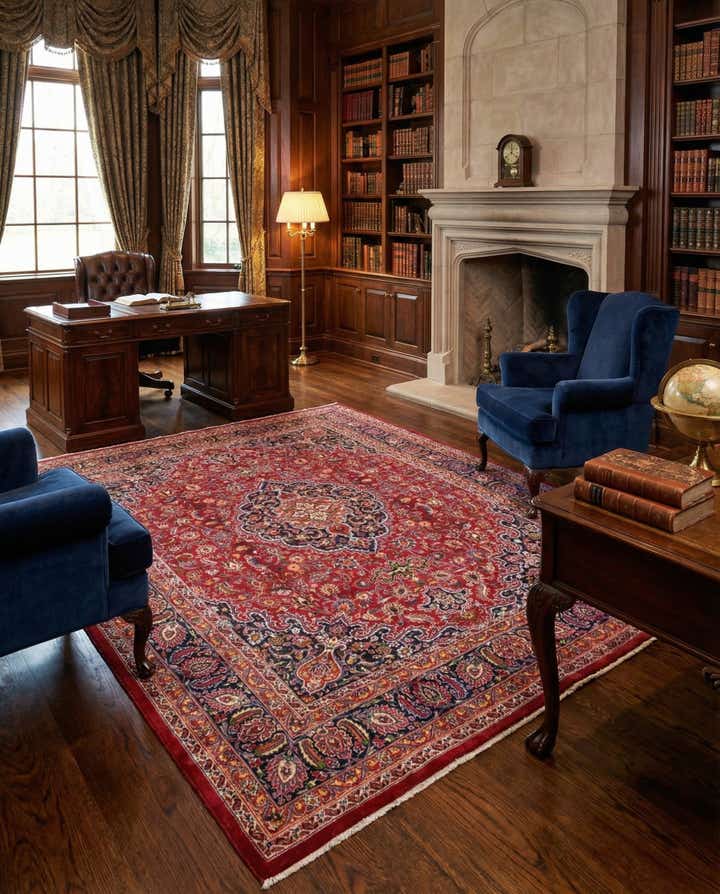 9' 10 x 12' 9 Hand Knotted Mashad Persian Wool Rug