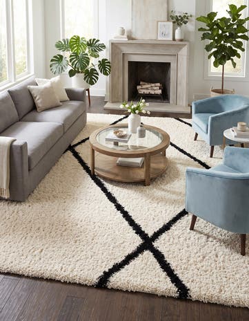 Pearl and Black Infinity Shag Rug