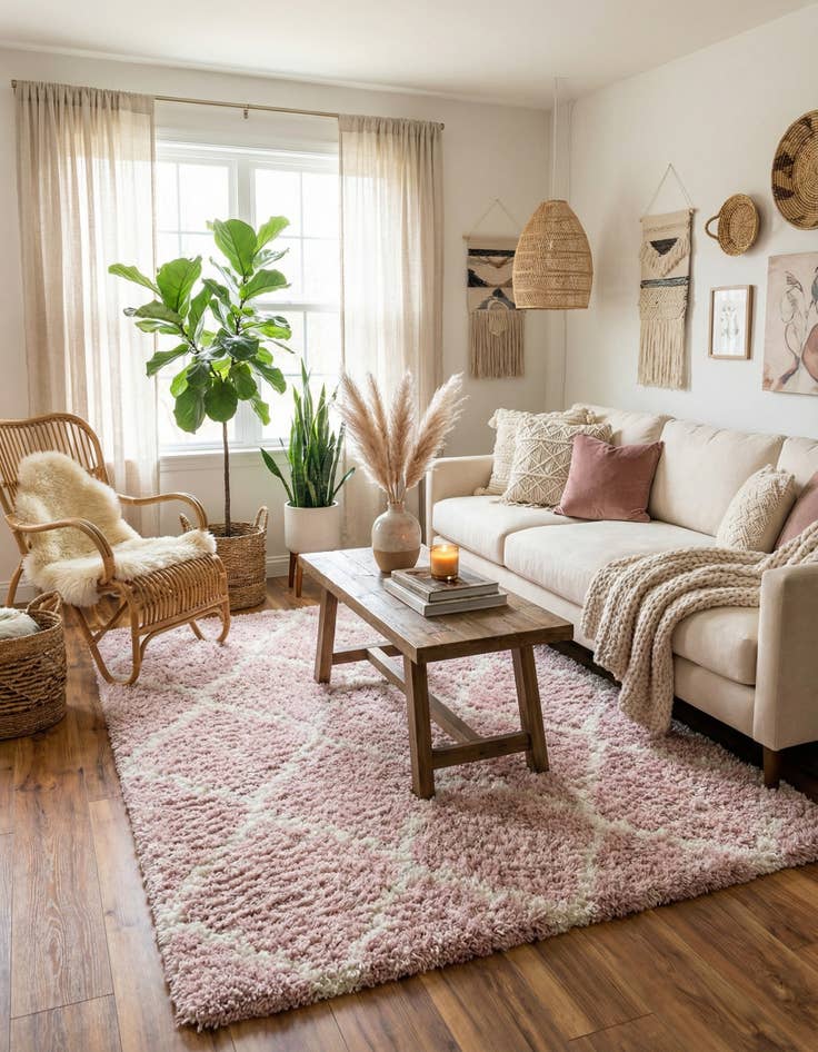 Detail image of  7' 10 x 7' 10 Moroccan Trellis Shag Square Rug