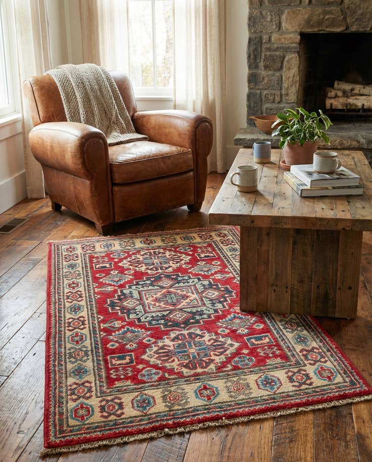 Detail image of 2' 8 x 4' 2 Hand Knotted Kazak Rug