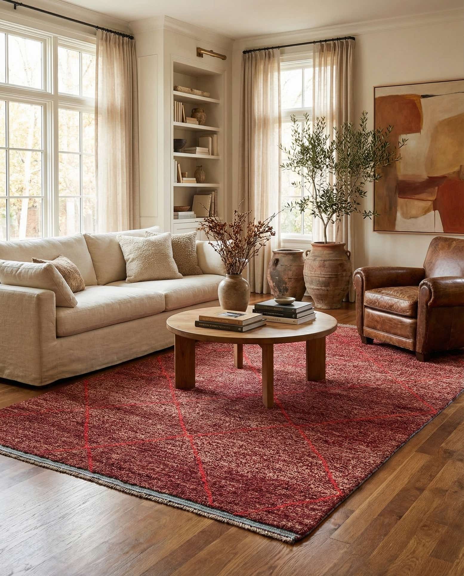 6' 1 x 9' 3 Hand Knotted Moroccan Wool Rug