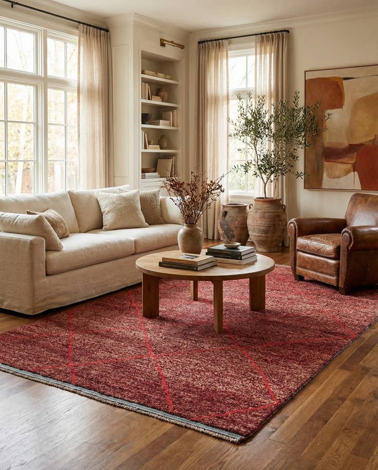 Detail image of 6' 1 x 9' 3 Hand Knotted Moroccan Wool Rug