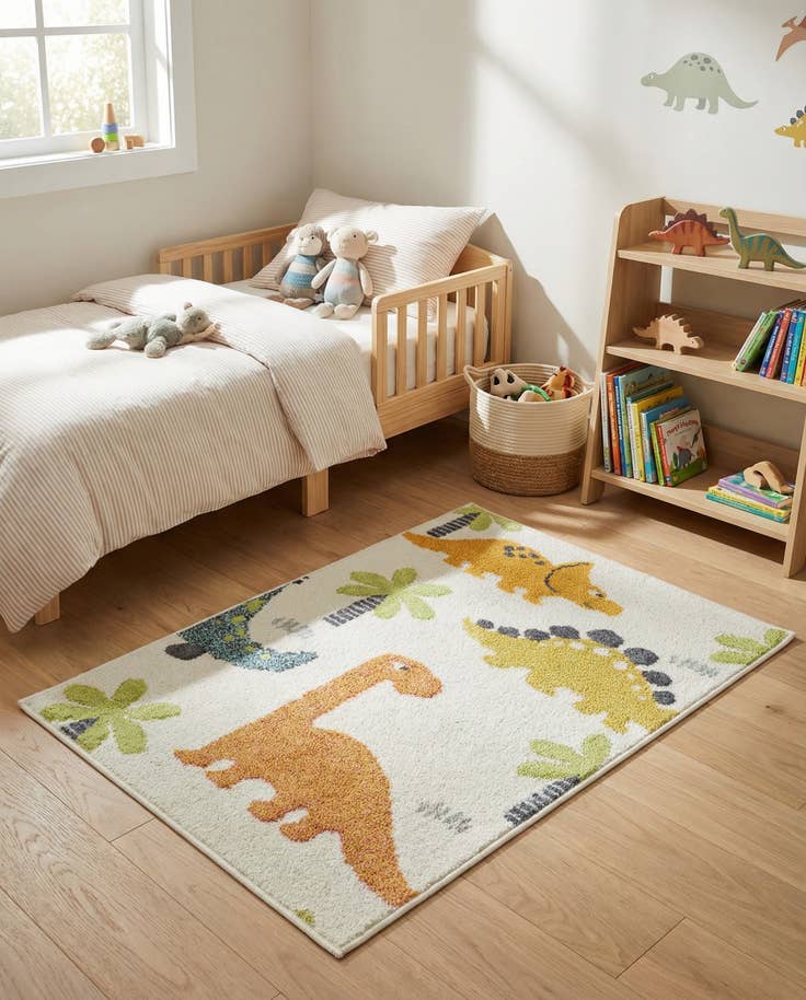 Detail image of 2' 2 x 3' 1 Dinosaur Whimsy Kids Rug