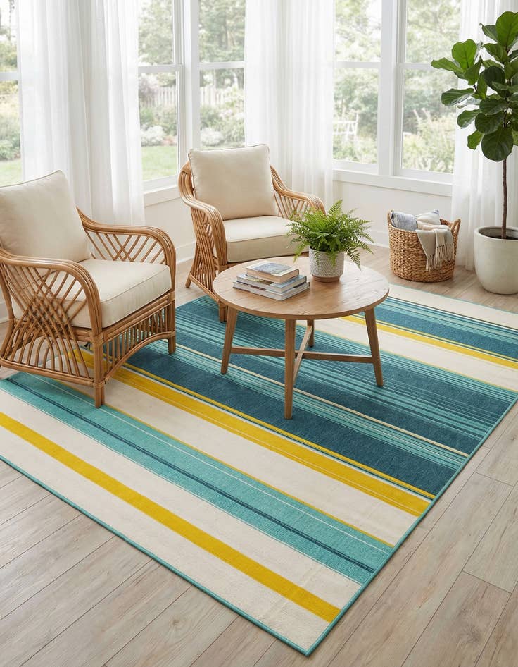 Detail image of  7' 10 x 10'  Washable Border Indoor / Outdoor Rug