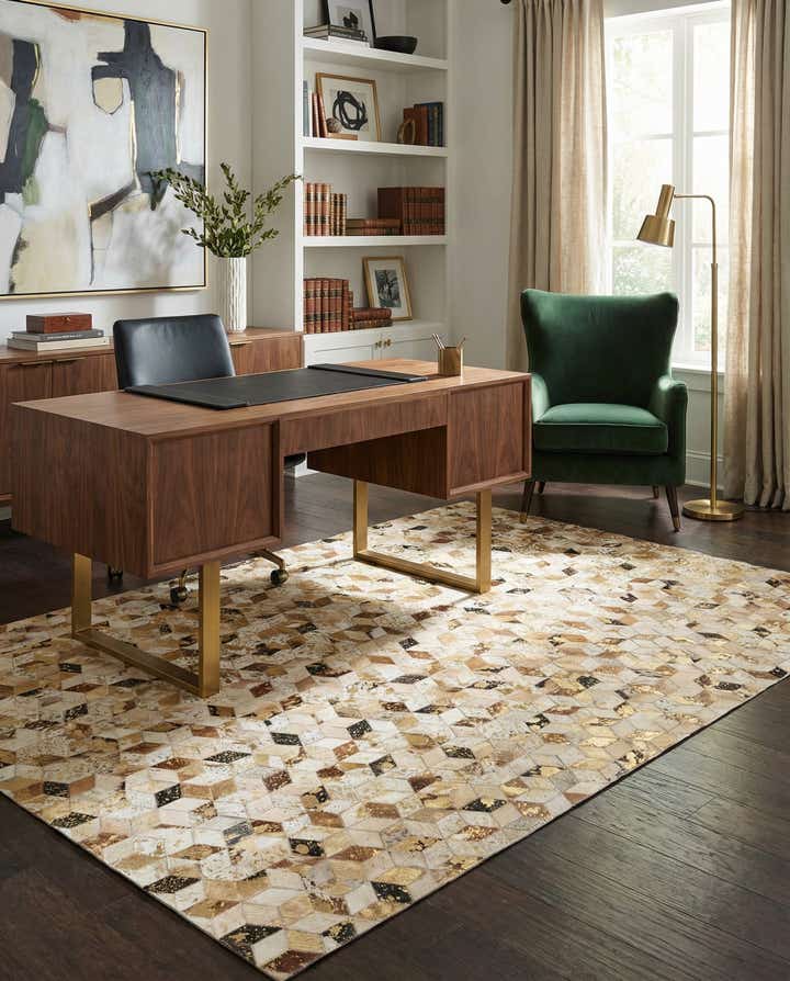 5' x 8' Cowhide Leather Rug