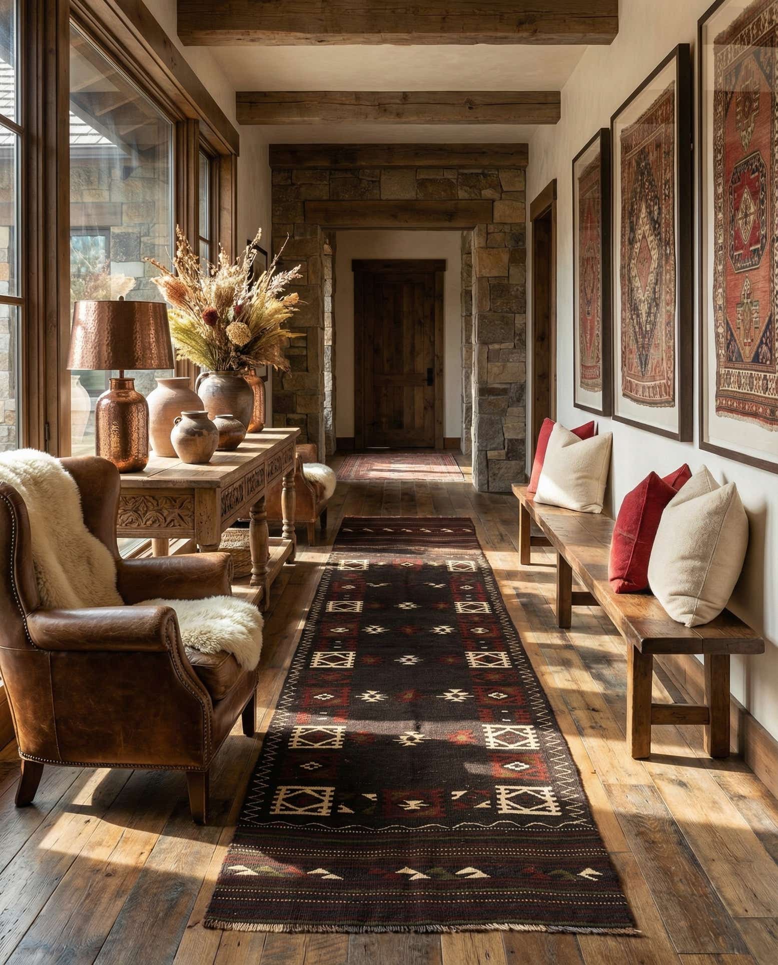 3' 3 x 10' 10 Hand Woven Kilim Afghan Wool Runner Rug