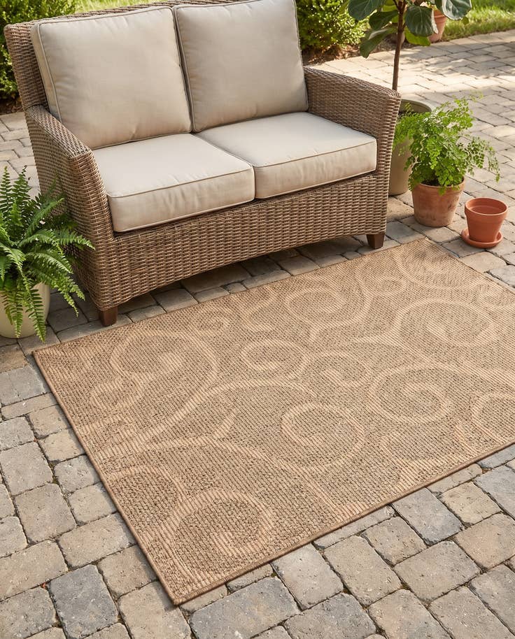 Detail image of 4' x 6' Easy-Clean Botanical Indoor / Outdoor Rug